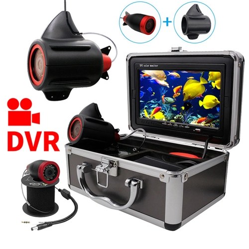 Erchang Professional-grade 7 Inch Large Color Screen DVR Underwater Fishing Camera Portable Video Fish Finder with 12 IR LED Lights Removable Sun-visor for Lake Sea Fishing 