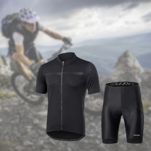 Arsuxeo Men`s Bike Clothing Set Short Sleeve Breathable Cycling Jersey with Quick Dry Elastic Cycling Shorts 