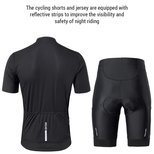 Arsuxeo Men`s Bike Clothing Set Short Sleeve Breathable Cycling Jersey with Quick Dry Elastic Cycling Shorts 