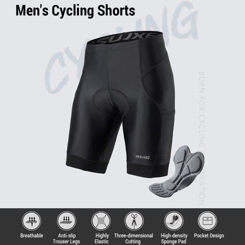 Arsuxeo Men`s Bike Clothing Set Short Sleeve Breathable Cycling Jersey with Quick Dry Elastic Cycling Shorts 