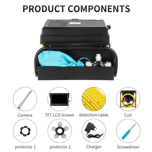 9 Inch True Color LCD Display 12 LED 20m/30m/50m Periscope Inspection Camera Pipeline Endoscope for Cave Exploration, Water-supply Pipe, Air-Conditioner Pipe, Cable Pipe, Pipeline Vacuum System, Buildings, Sunken Pipe 