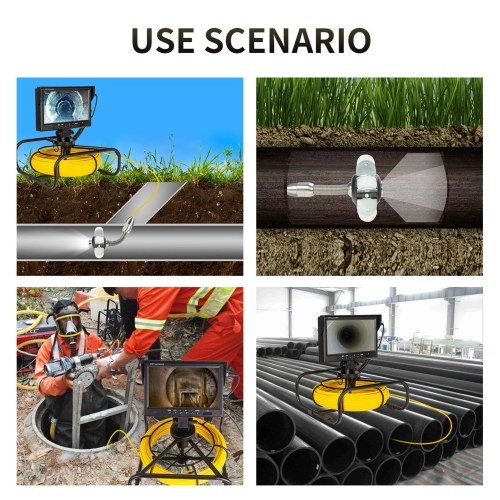 9 Inch True Color LCD Display 12 LED 20m/30m/50m Periscope Inspection Camera Pipeline Endoscope for Cave Exploration, Water-supply Pipe, Air-Conditioner Pipe, Cable Pipe, Pipeline Vacuum System, Buildings, Sunken Pipe 