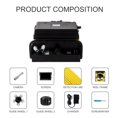 9 Inch True Color LCD Display 12 LED 20m/30m/50m Periscope Inspection Camera Pipeline Endoscope for Cave Exploration, Water-supply Pipe, Air-Conditioner Pipe, Cable Pipe, Pipeline Vacuum System, Buildings, Sunken Pipe 