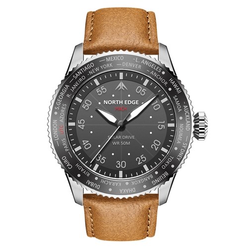 North Edge Mach Watch Pilot Watch Solar Powered Watch for Men 50M Waterproof Chronograph Night Vision Lasting Up to 180 Days Solar Watch 