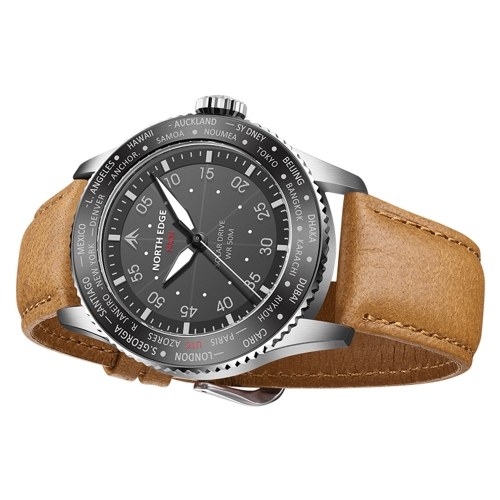 North Edge Mach Watch Pilot Watch Solar Powered Watch for Men 50M Waterproof Chronograph Night Vision Lasting Up to 180 Days Solar Watch 