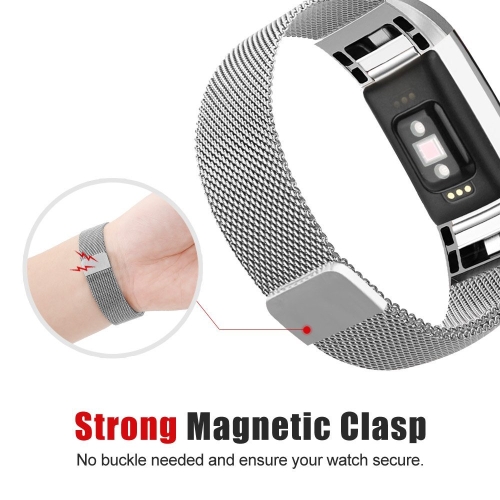 

Adjustable Stainless Steel Metal Band Unique Magnet Clasp Design No Buckle Needed Accessories for Fitbit Charge 2 Bracelet