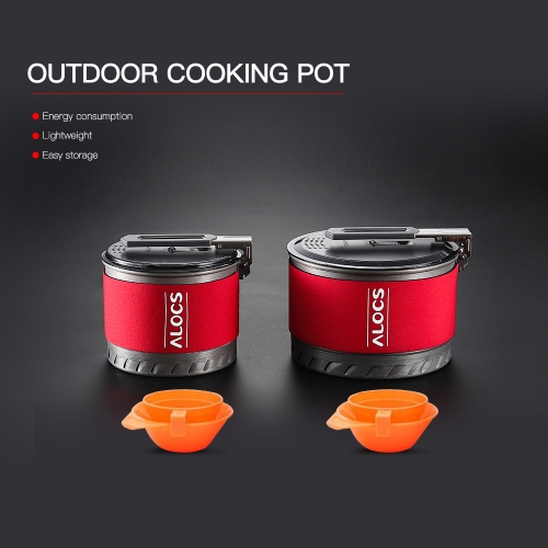 

1.4L Outdoor Cooking Pot Cookware Set Portable Hiking Camping Picnic Backpacking Mountaineering Pot Cookware Cooker