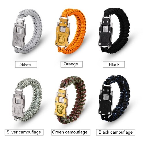 

Outdoor Survival Bracelet Paracord Bracelet Hiking Traveling Exploration Camping Survival Gear Kit Emergency Parachute Rope with Cutter