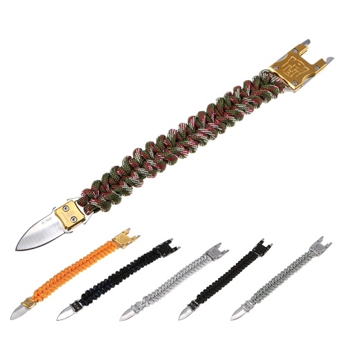 

Наружный браслет для выживания Paracord Bracelet Hiking Traveling Exploration Camping Survival Gear Kit Чрезвычайная парашютная веревка с резаком