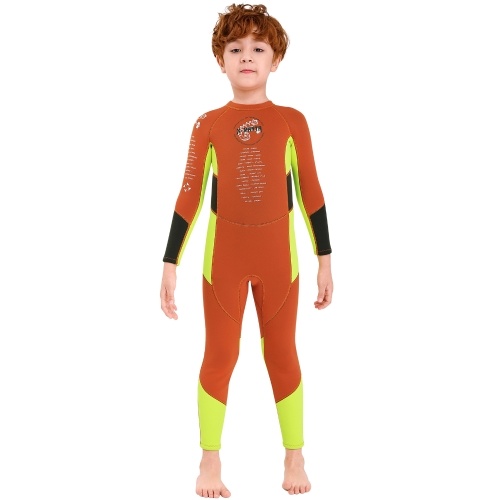 

Boys Wetsuit Long Sleeve Diving Swimsuit with Safety Zipper Quick Dry One Piece Surf Suit for Water Sports