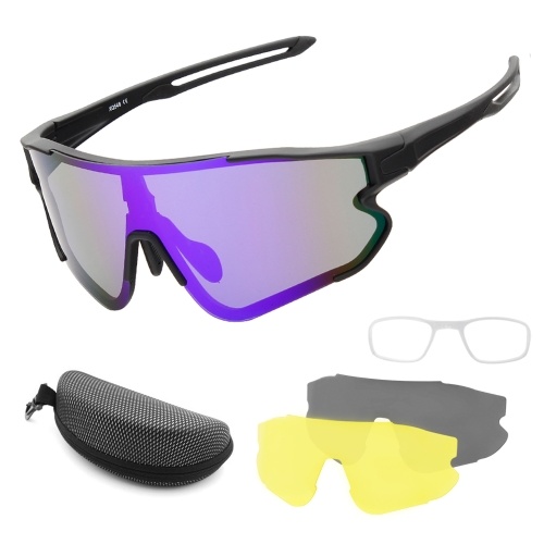 

Cycling Glasses with 2 Interchangeable Lenses UV400 Sports MTB Road Bike Glasses for Running Driving Fishing Baseball Golf