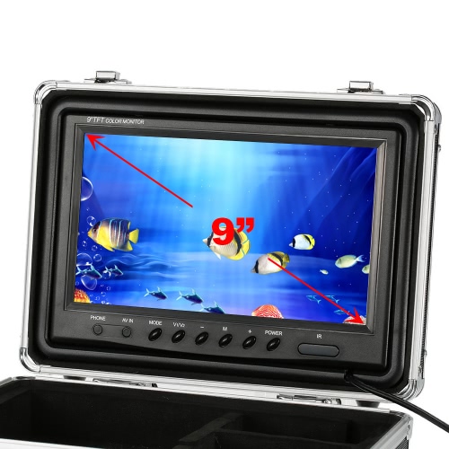 

Waterproof 1000TVL HD Underwater Fishing Camera Fish Finder 9" Large LCD Color Monitor 30M Cable Night Vision Outdoor Portable Fishing Camera Pipe Well Inspection Camera Fishfinder US Plug / EU Plug