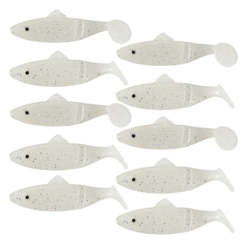 

10PCS 5.5cm Две секции Мягкие приманки Приманка для рыбалки Приманки для искусственного приманки 3D