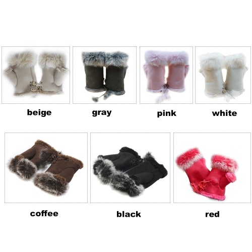 

1 Pair Women Gloves Unique Faux Rabbit Fur Hand Wrist Warm Half Finger Gloves