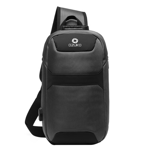 

ozuko Portable Fashion Large Capacity Multi-Function Man Chest Bag Waterproof Anti-Theft USB Charge Port Chest Pack With Lock