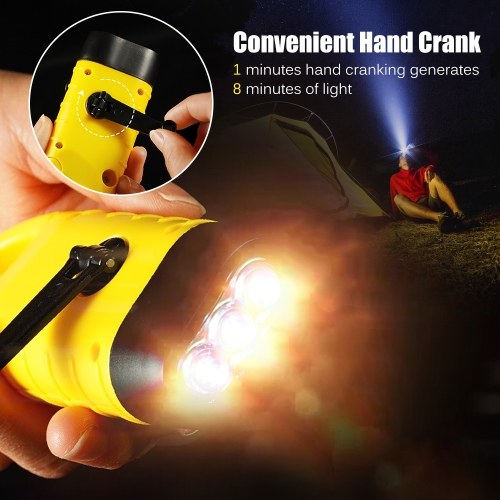 

Hand Crank Solar Powered Rechargeable Flashlight