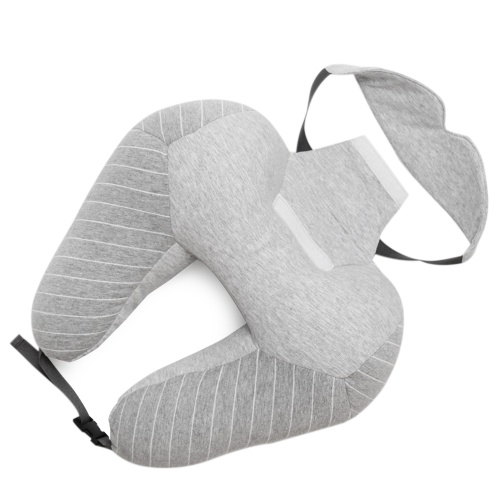 

2-in-1 U-shape Pillow with Patch Airplane Neck Pillow Eye Mask Soft Head Support