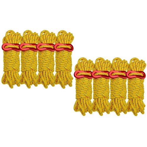 8pcs 8m Camping Reflective Tent Rope Tent Accessories Drawstring Wind Rope Buckle Outdoor Camping Tent Rope Set