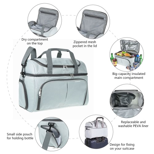 

TOMSHOO Thermal Insulated Cooler Lunch Bag Food Box Handbag Outdoor Picnic Storage Bag 20L