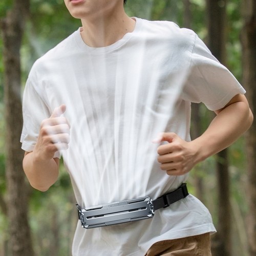 Portable Waist Fan Ice Compress Belt Fan USB Rechargeable Cooling Fan Support 3-Levels Wind Speed for Outdoor Workers Camping Hiking Fishing Running 