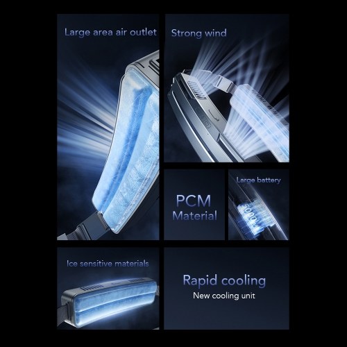 Portable Waist Fan Ice Compress Belt Fan USB Rechargeable Cooling Fan Support 3-Levels Wind Speed for Outdoor Workers Camping Hiking Fishing Running 
