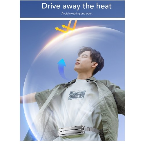 Portable Waist Fan Ice Compress Belt Fan USB Rechargeable Cooling Fan Support 3-Levels Wind Speed for Outdoor Workers Camping Hiking Fishing Running 