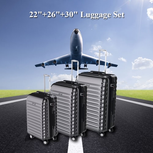 3PCS Luggage Set Carry-on Suitcase ABS+PC Hard Shell Trolley 22