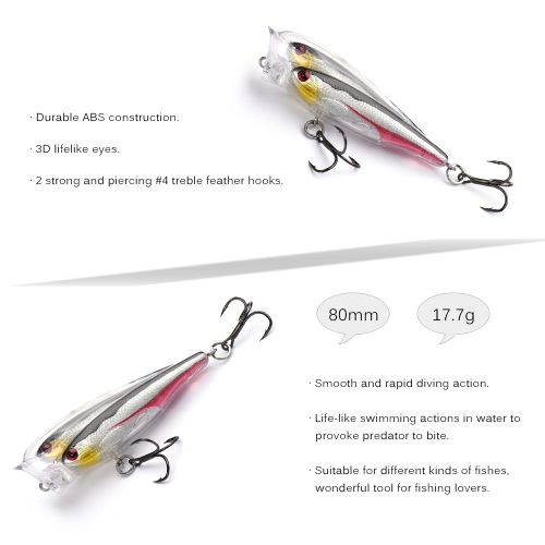 Lixada Group Fish Lures Floating Swimbait Hard Plastic 3D Fish Eye Crankbait