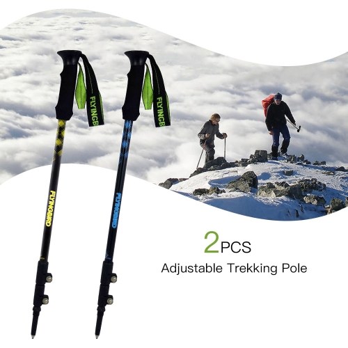 

1 Pair Trekking Pole Adjustable Aluminum Alloy Hiking Walking Stick Collapsible Lightweight Quick Locks Sticks