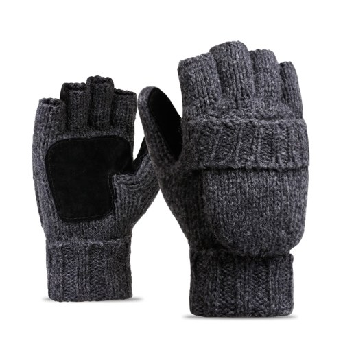 Flip Knitted Mittens Warm Wool Gloves