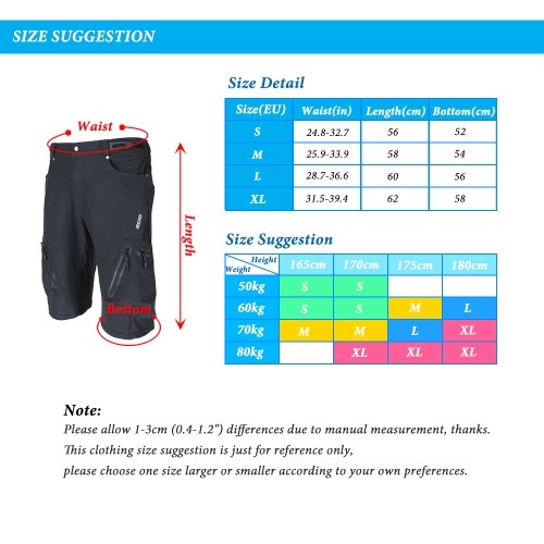 

Lixada Baggy Shorts Cycling Bicycle Bike MTB Shorts