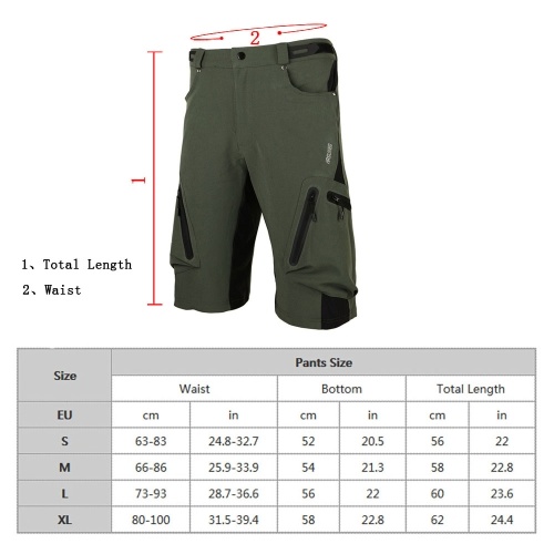 

Arsuxeo Baggy Shorts Cycling Bicycle Bike MTB Pants Shorts Breathable Loose Fit Casual Outdoor Cycling Running Clothes Polyamide Lycra with Zippered Pockets