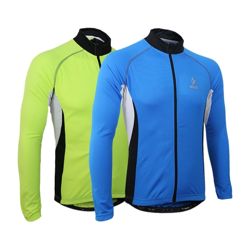 

Arsuxeo Men Long Sleeve Cycling Jersey Bicycle Bike Outdoor Spring Summer Sportswear Cloth Zippered Breathable with Rear Pockets