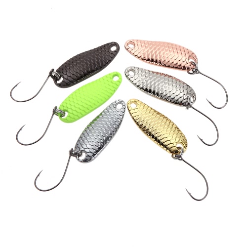 YAPADA cuchara 007 6Pcs Loong escala 3,5 g 2,5 g 1.5g zamak duro pesca Señuelos cuchara lentejuelas Paillette cebos con BKK solo gancho 7 colores