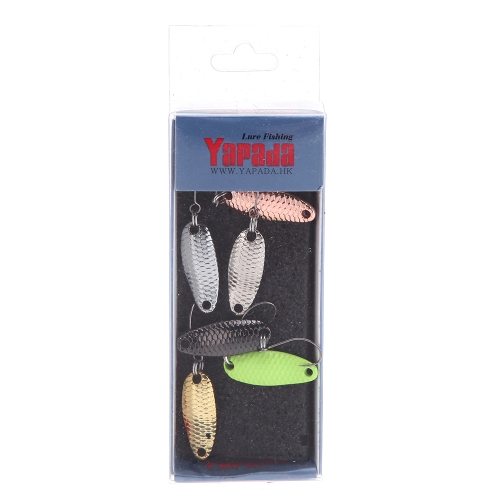 

YAPADA Spoon 007 6Pcs Loong Scale 3.5g 2.5g 1.5g Zinc Alloy Hard Fishing Lures Spoon Sequin Paillette Baits with Single BKK Hook 7 Colors