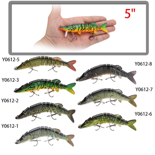 Lixada Fishing Lure,12 Lifelike Multi Jointed 13-segement Pike Muskie Hard  Minnow Bait Swimbait Crankbait Treble Hook