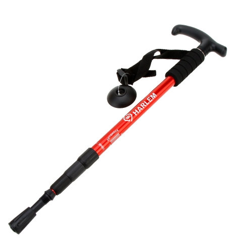 

6061 Aluminum Alloy Adjustable Telescopic Hiking Walking Stick Trekking Pole T Shape Grip Alpenstock 4 Section Anti-shock Anti-skid Ultra-light