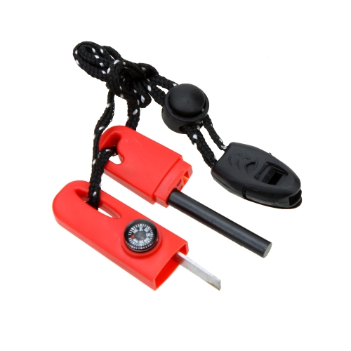 Outdoor Portable Camping Survival Flint Stone Fire Starter Lighter Maker Kit with Mini Compass