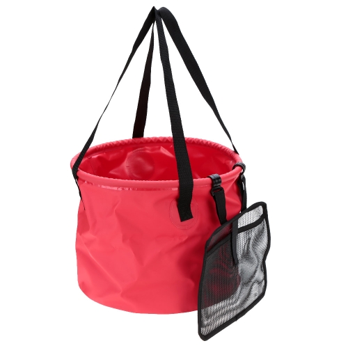 

20L Folding Car Water Wash Bucket Outdoor Portable Fishing Bucket Collapsible Retractable Fishing Tackle with Hanging Mesh Bag Cam