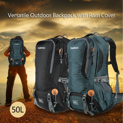 

Second Hand TOMSHOO 50L Versatile Outdoor Hiking Camping Climbing Travel Home Backpack Pack Bag Water Repellent Backpack with Rain Cover Rainproof