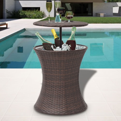 Ice Cooler Bucket Tabelle Polyrattan Brown