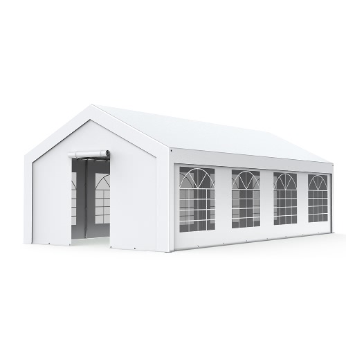Tente de réception - Chapiteau 4x8m en PE 180g/m² avec œillets en inox Blanc uni