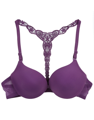 

Sexy Front Closure Lace Racer Back Smooth Surface Push Up Women's Bra