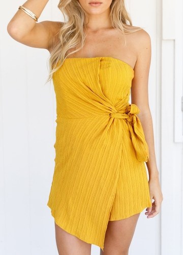 

Женщины с плеча Playsuit Tie Waist Back Zipper Jumpsuit Romper Bodysuit