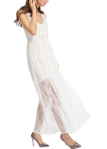 

Lace Hollow Out High Low Maxi Dress