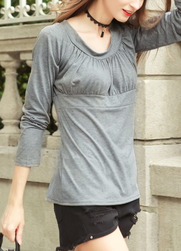 

Ruched Plus Size Mother Loose Casual Blouse
