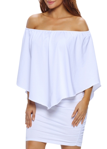 

Off Shoulder Overlay Plus Size Bodycon Mini Dress