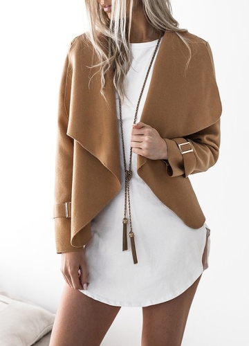 

Short Coat Cardigan Turn-down Collar Long Sleeves Jacket Casual Overcoats