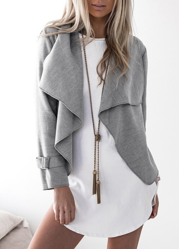 

Short Coat Cardigan Turn-down Collar Long Sleeves Jacket Casual Overcoats