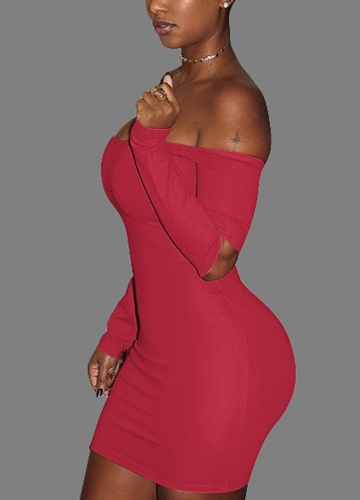 

Off Плечо Backless Cut Out с длинным рукавом Mini Bodycon Night Clubwear